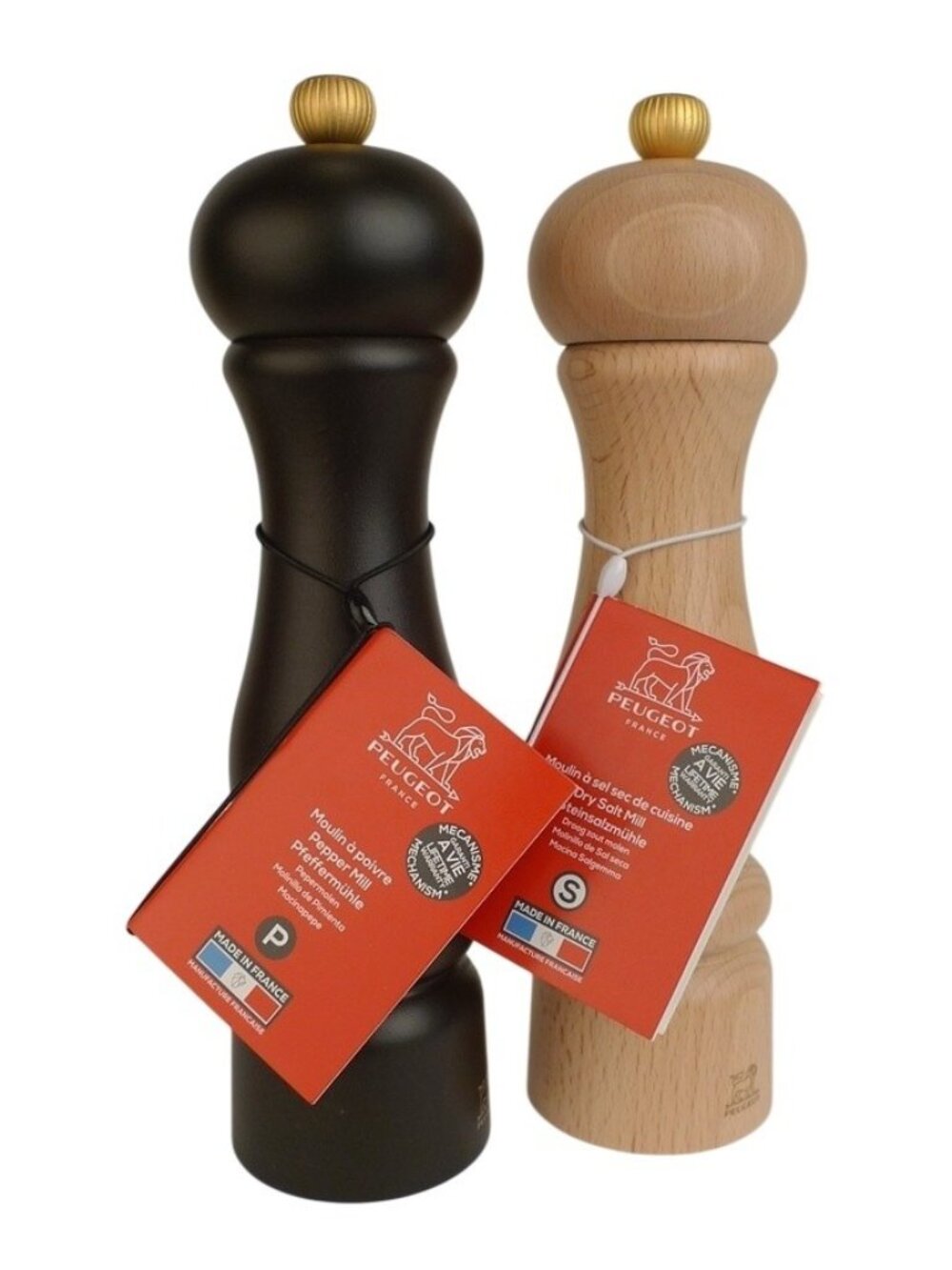NWT Peugeot Paris Salt & Pepper Mill 9" Set Natural &Chocolate